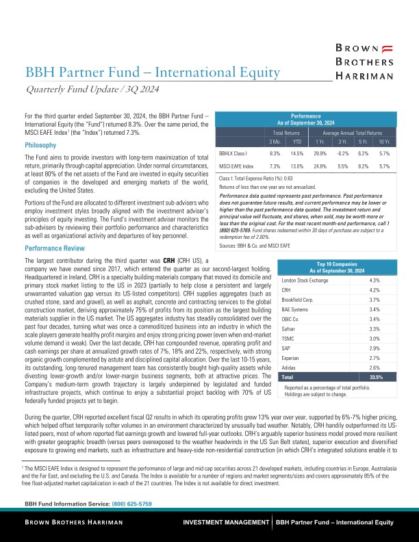 BBH Partner Fund - International Equity Quarterly Update - Q3 2024