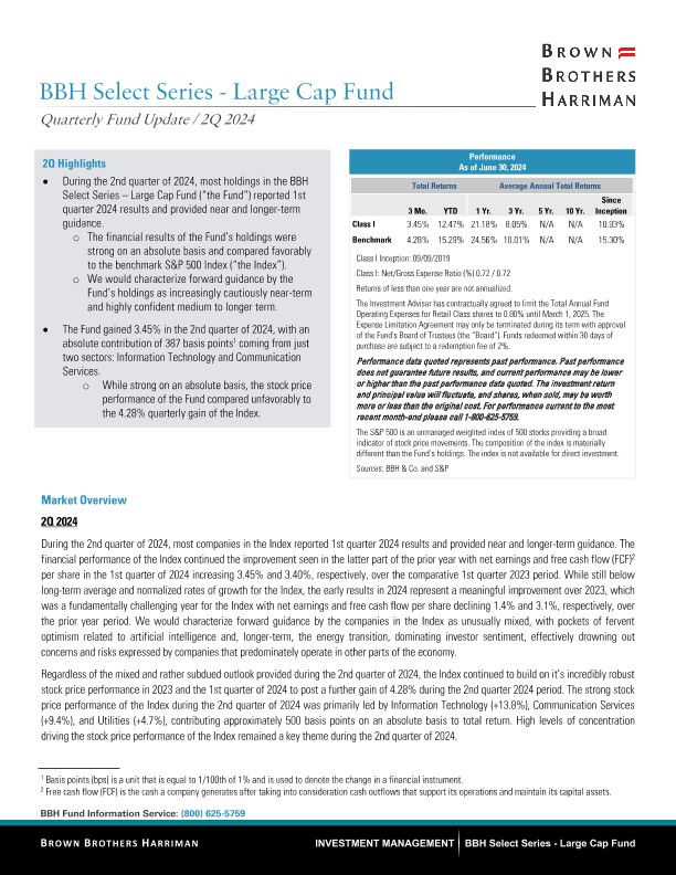 BBH Select Series - Large Cap Fund Quarterly Update - Q2 2024